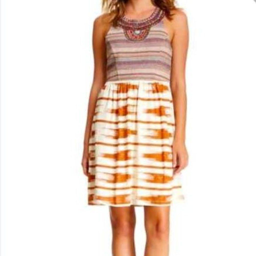 LUCKY BRAND Beaded Racerback Boho Dress Size Small